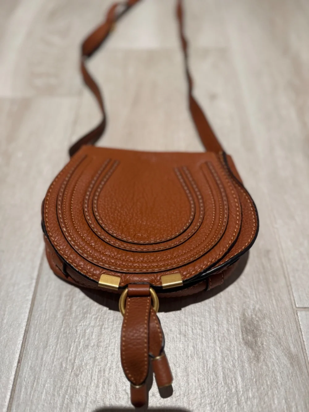 SMALL MARCIE SADDLE BAG IN GRAINED LEATHER